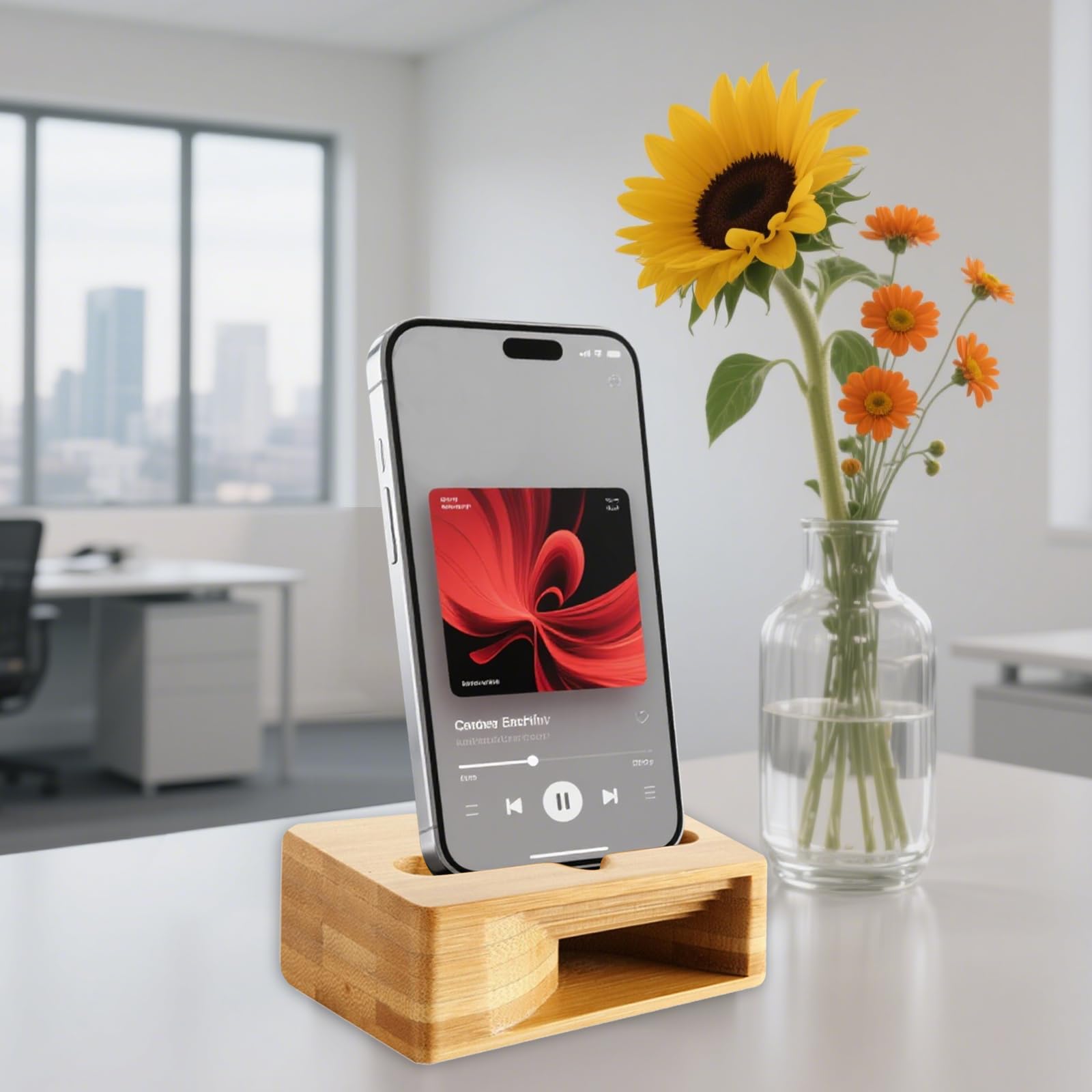 1 Stück Handy-Verstärker Tragbarer Holzlautsprecher Universeller Handyhalter Natürliche Lautsprecherbasis Desktop-Dekoration Standbox Geeignet Für Büro Wohnzimmer Schlafzimmer Arbeitszimmer