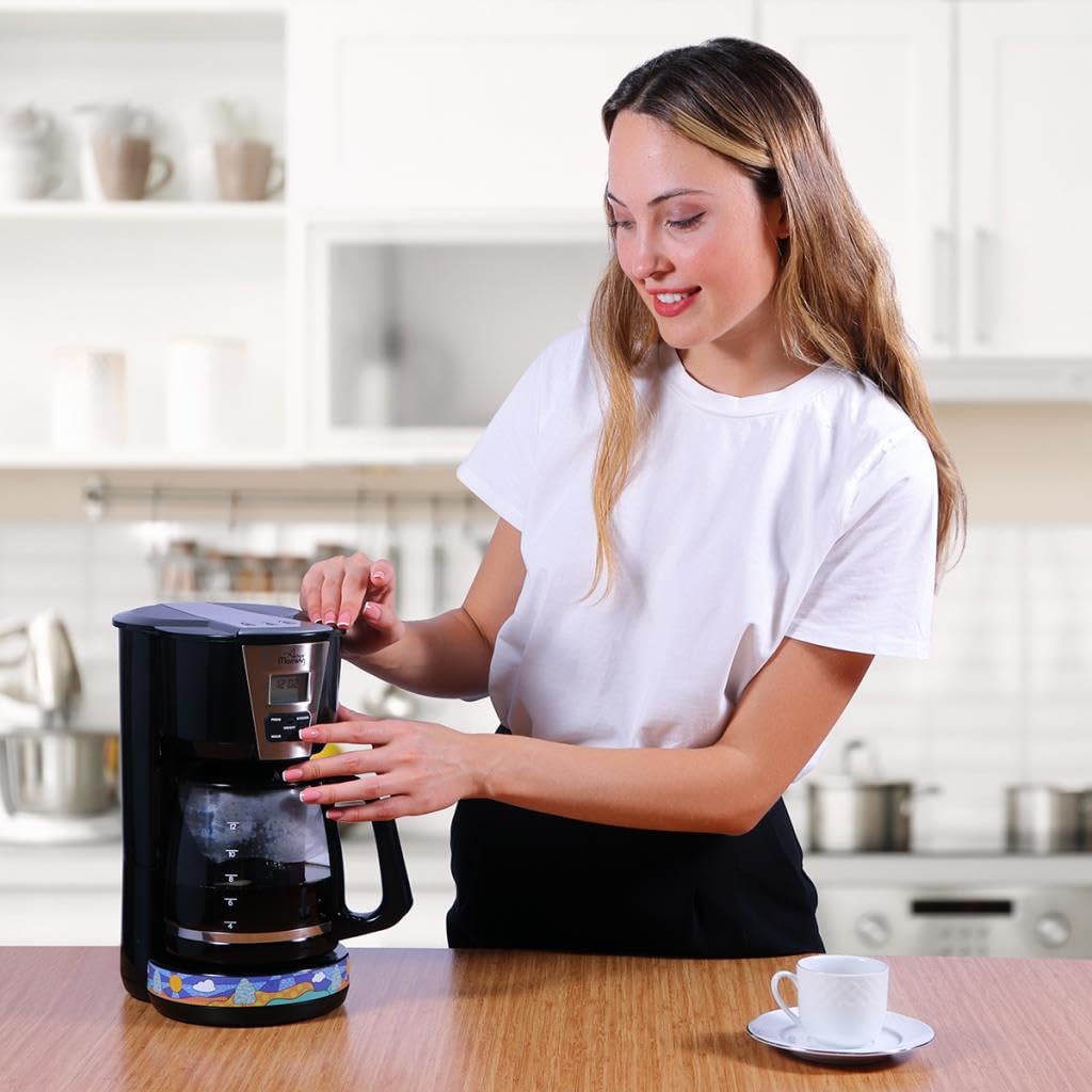 Any Morning Cafetera, 15 tazas de café programable, arranque y apagado automático, función antigoteo, control de fuerza de preparación, placa de calentamiento, fácil de limpiar, 2 litros, 1000 W