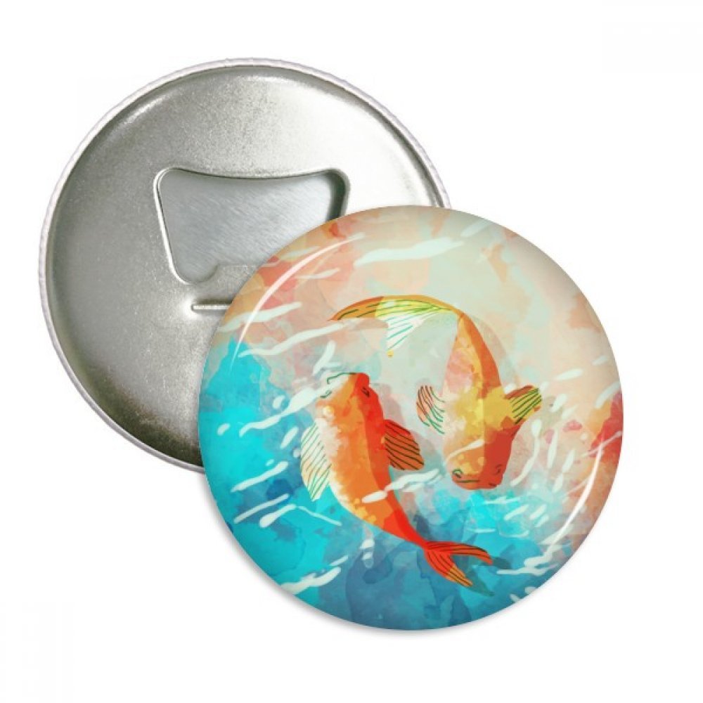 Décapsuleur aimanté et badge carpe koi rouge style japonais lot de 3 pièces