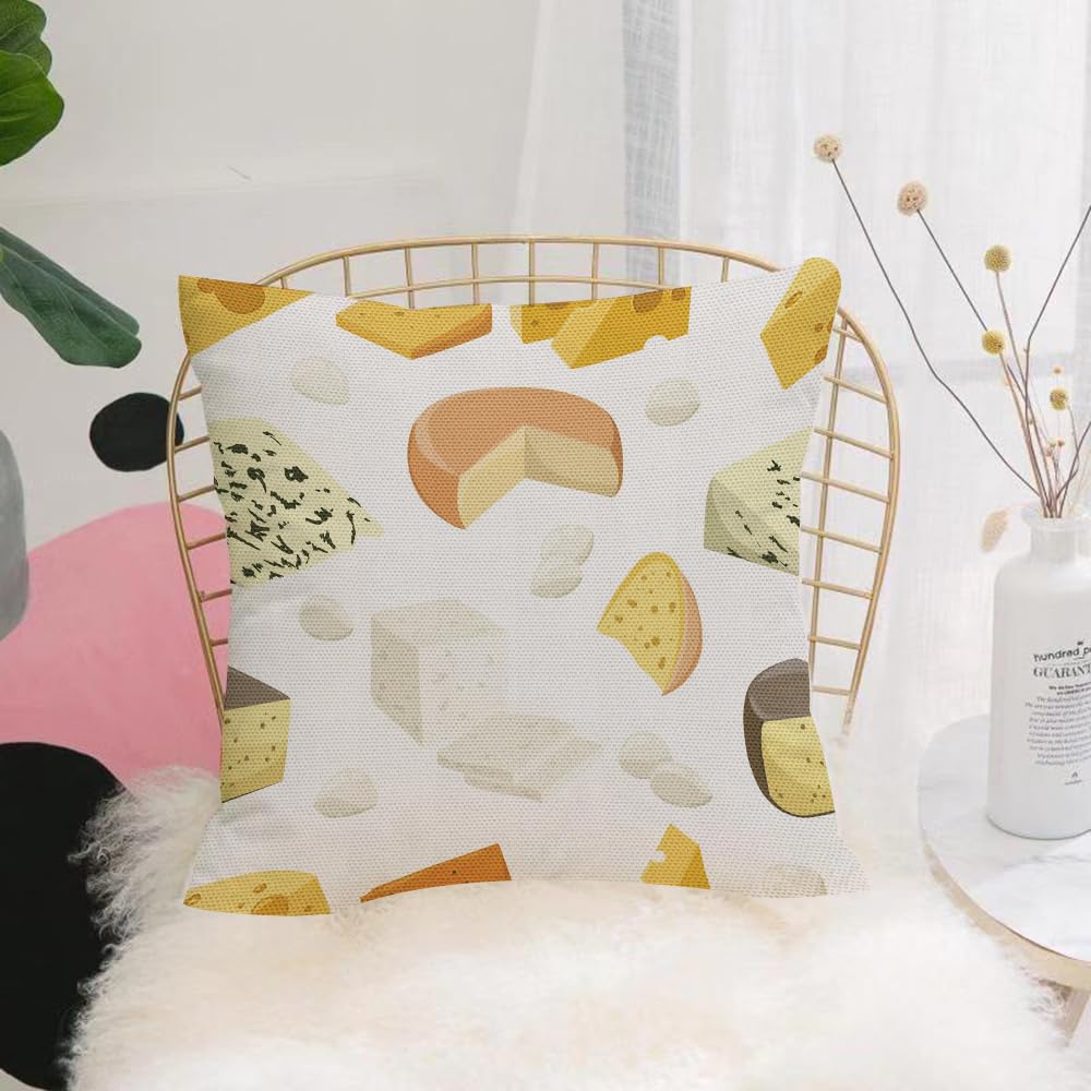 Hyosxw Seamless Pattern Pieces Of Cheese Popular Ki - A7 Cushion Cover,Throw Pillow Case Home Decorative For Living Room Bedroom Sofa Chair 18X18 Inch,Seamless Pattern Pieces Of Cheese Popular Kind Of Cheese Icons Isolated Flat St,Pillowcase 45X45cm