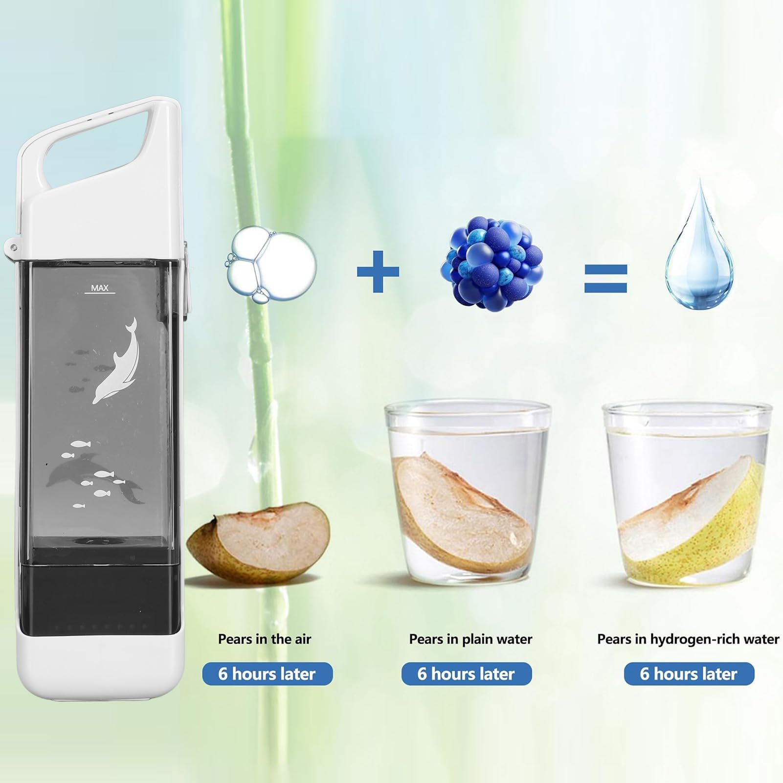 Botella de Agua de Hidrógeno, Máquina Ionizadora de Agua de Hidrógeno Portátil de 300 Ml, Electrólisis Rápida de 3 Minutos para el Hogar, la Oficina, los Viajes, el Consumo Diario