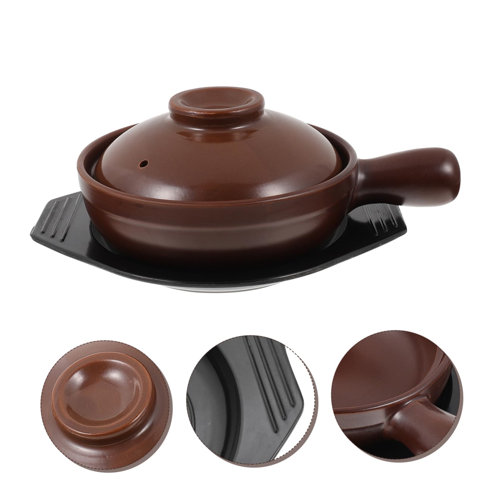 BESTonZON 1juego Cacerola De Cerámica Con Mango Olla Para Sopa Y Guiso Resistente Altas Temperaturas Para Cocina Casa Y Restaurantes