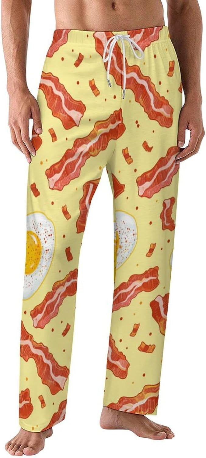 Men's Lounge Pants with Pockets Soft Casual Pajama Bottoms with Drawstring, Comfy Sleepwear Home Pants for Men