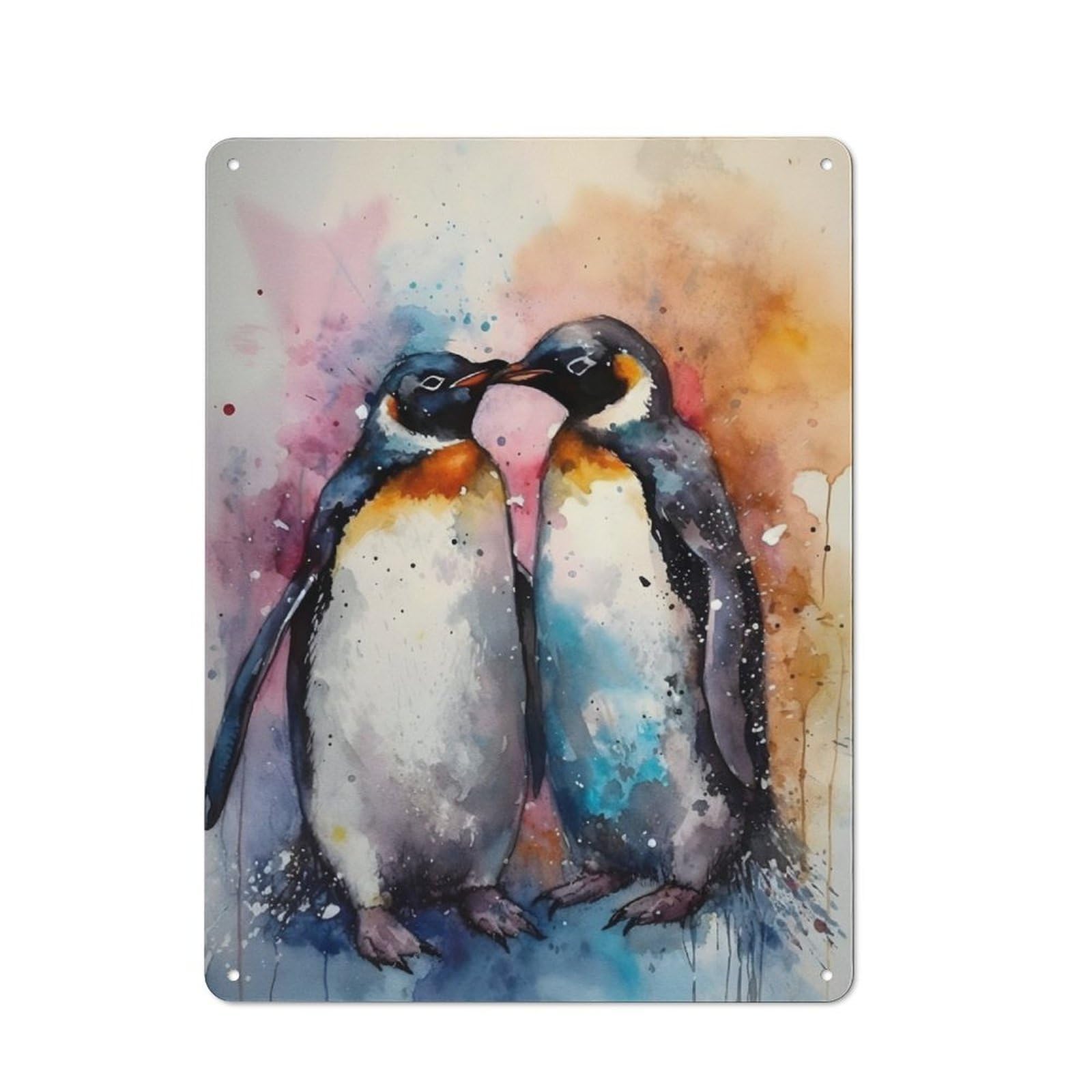 Junmoney Romantic Penguins Retro Tin Sign 40X30cm For Workshop Wall, For Collectors Of Retro Metal Wall Decor