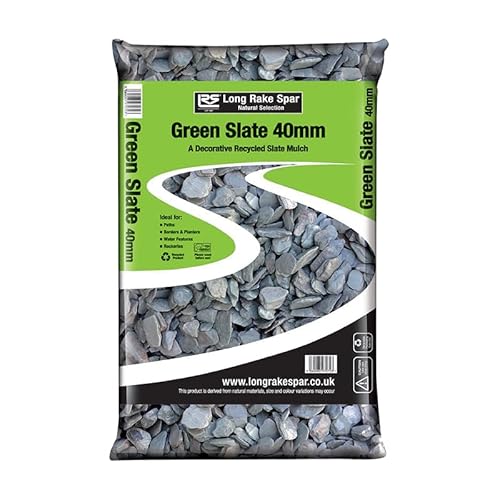 Suregreen Green Slate Chippings | 40mm | 20kg | Aggregates, Garden Pebbles, Garden Chippings, Driveway Stones/Sealer