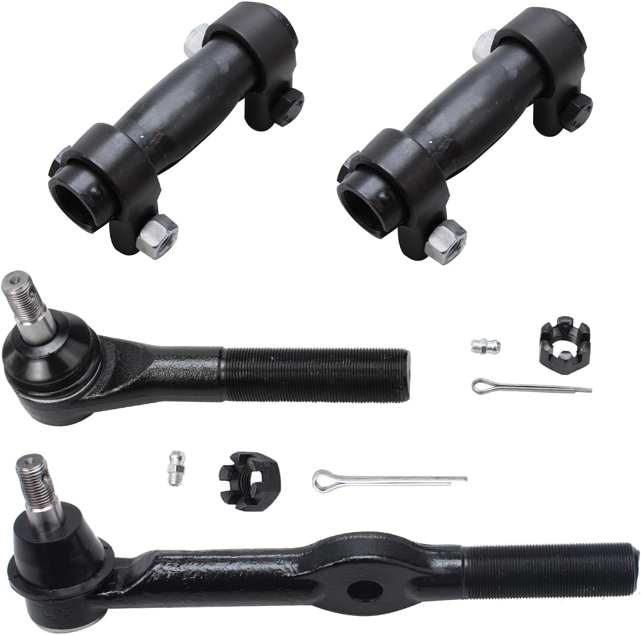 Detroit Axle - 4WD Front Tie Rods Kit for 1994-1997 Dodge Ram 1500 2500 [w/Dana 44 Axle], 6.50 inch Left Outer Tie Rod, Right Inner Tie Rod, Adjustment Sleeves, 1995 1996 Replacement - 4pc Set