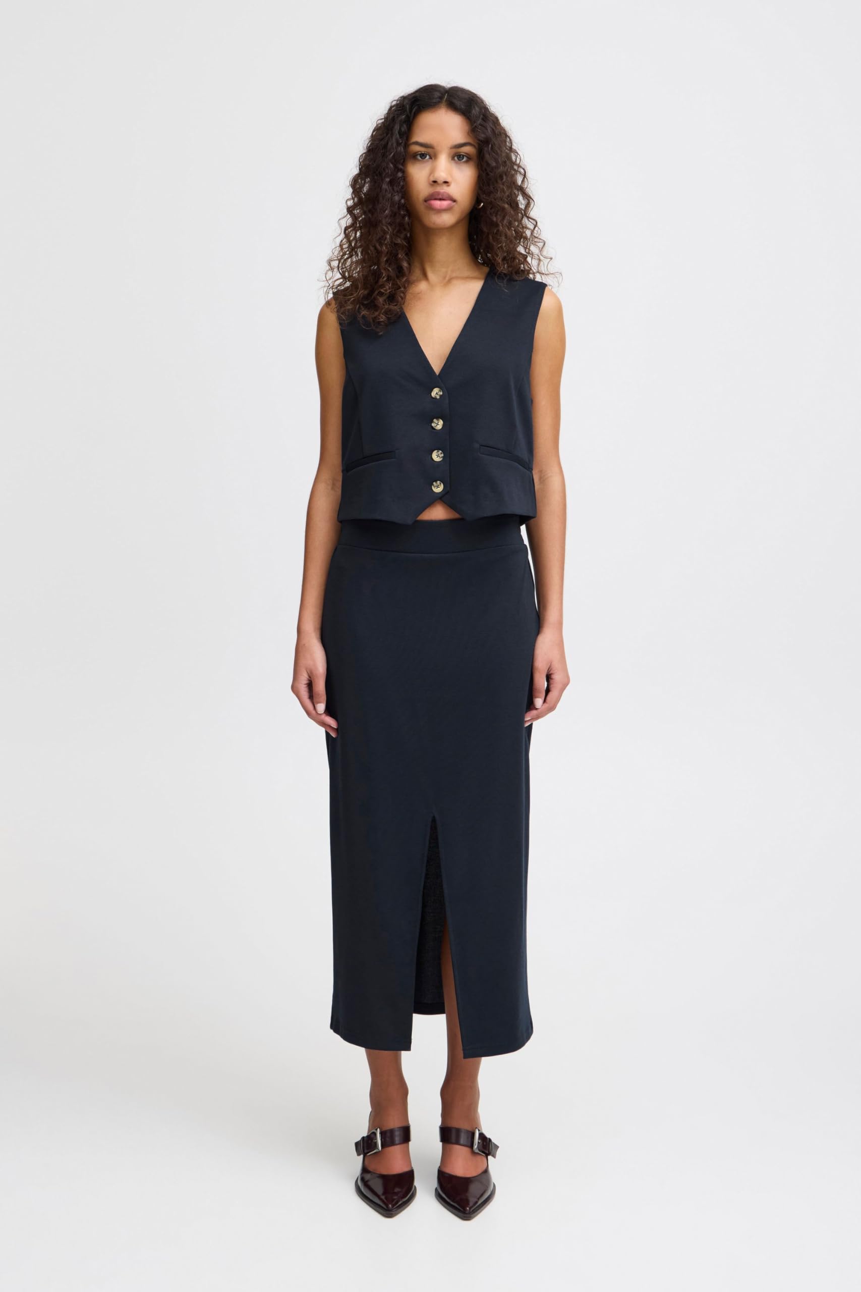 ICHI IXKATE Damen Rock Lang Bleistiftrock elastisch Regular fit
