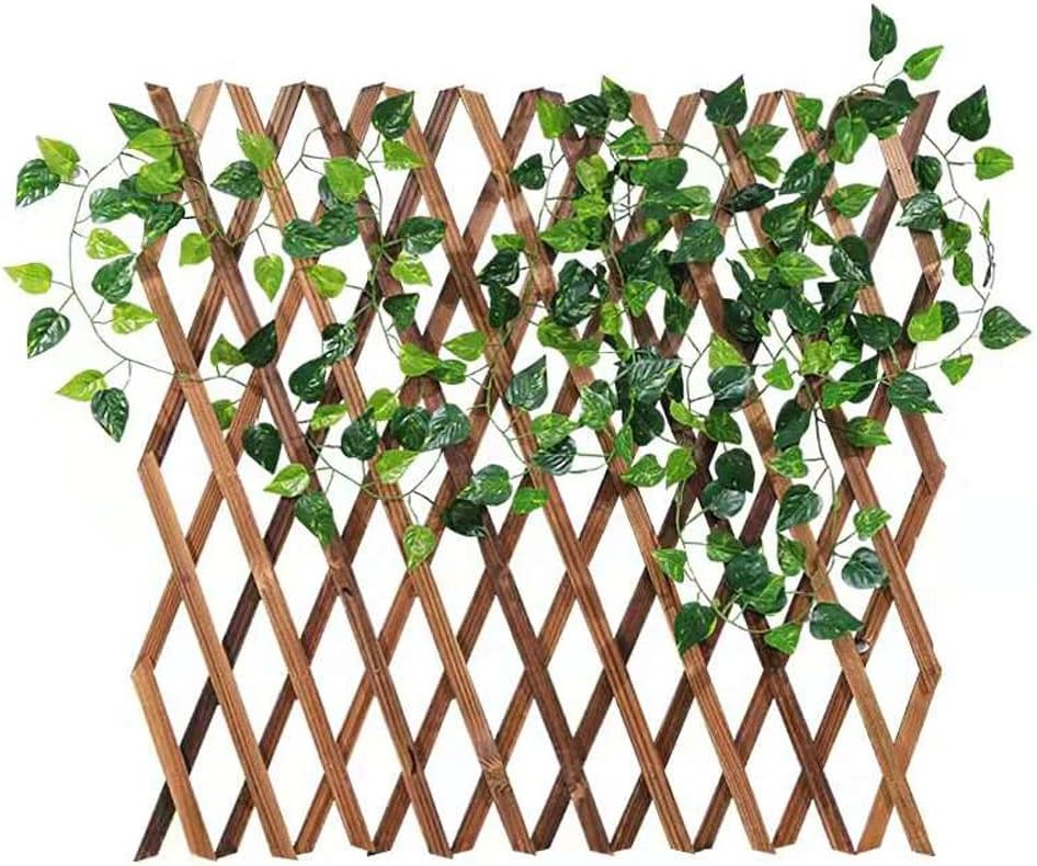 LINGWEI Expandable Wooden Fence, Artificial Hedge Garden Trellis Plant Climbing Frame, Plant Climbing Vines For Garden,Office,Balconies.(105cm (2pcs))