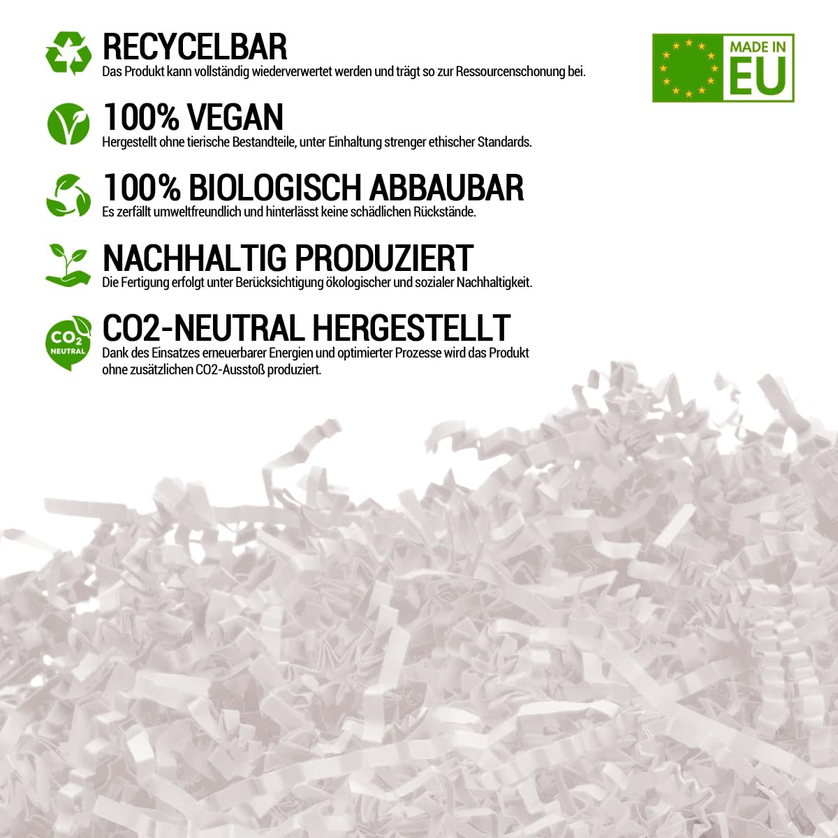 verpacking Papier Froissé Déchiqueté [Couleur et quantité au choix] rembourrage en papier 100% recyclé, Frisure pour Emballage Blanc 2 kg