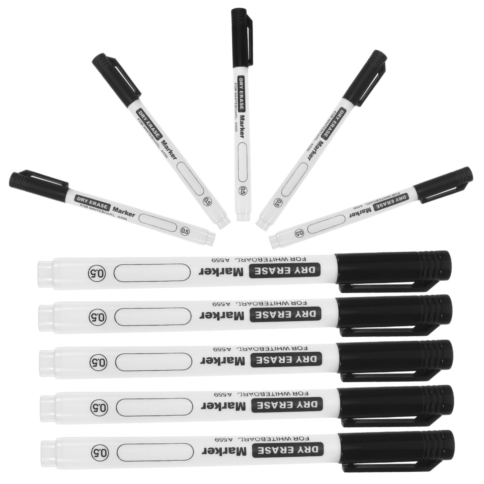 50 Pièces Stylo Feutre Effaçable à Pointe Fine pour Tableau Marqueur Décriture et pour Bureau et École Noir