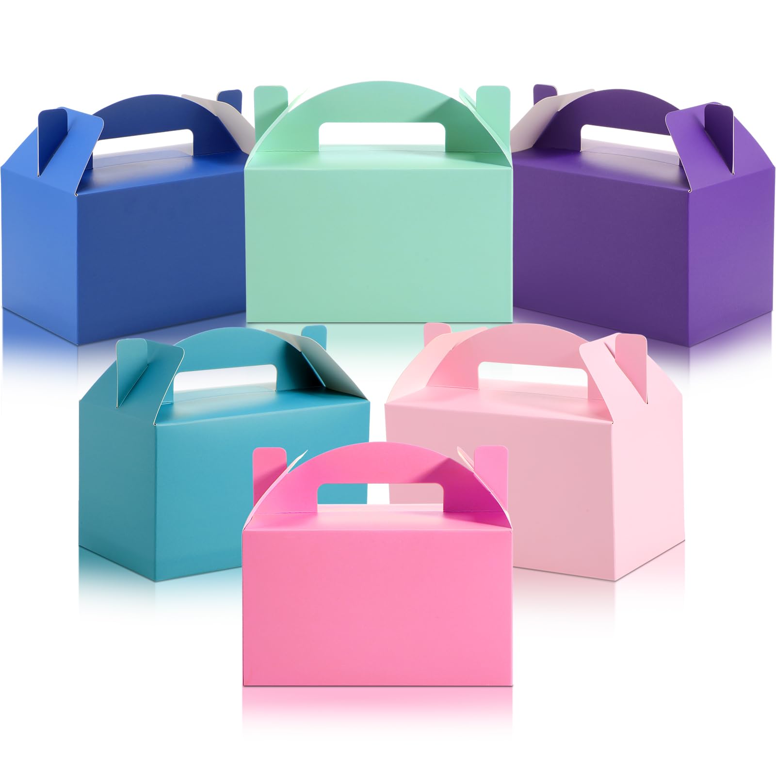 Skyygemm 24 Pcs Halloween Gable Gift Box Colorful Paper Candy Snack Goodie Cake Treat Boxes for Birthday Wedding Fall Party Favors, 6 x 3.5 x 3.5 Inch(Mermaid)