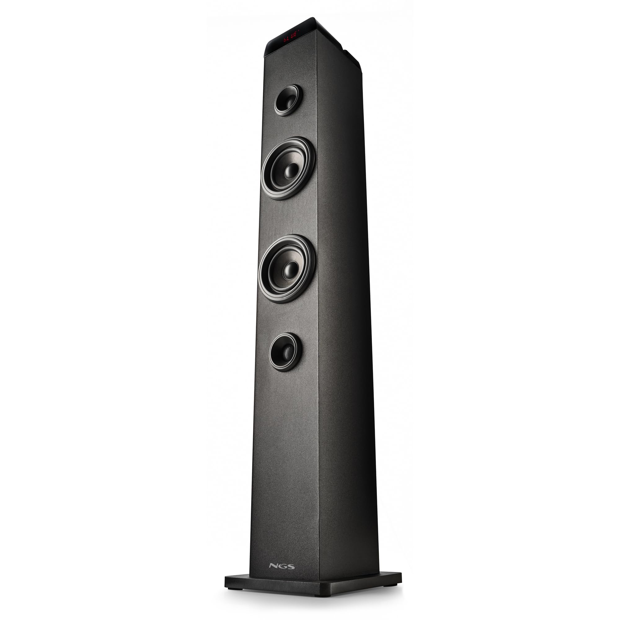 NGS Sky Charm Pro - Tour de Son 50 W avec Bluetooth 5.4, entrée Optique, USB, Entrée Auxiliaire, Radio FM, Fonction de Diffusion, Entrée Microphone Karaoké, Télécommande, Noir