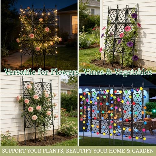 Garden Trellis Frame for Climbing Plants Outdoor | 65 Inch PE-Coated Metal Pipes & Plastic Grids Rose Wall Trellis | Rustproof Privacy Screen Plant Support Frame for Flowers Vines Vegetables Indoor by Chirpartti - Image 6