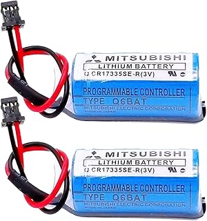 (2Pcs) 1800mAh CR17335SE-R 3V Q6BAT PLC Lithium Battery for QNS System Q6BAT Q25PRHCPU Q170HBATC with Plug