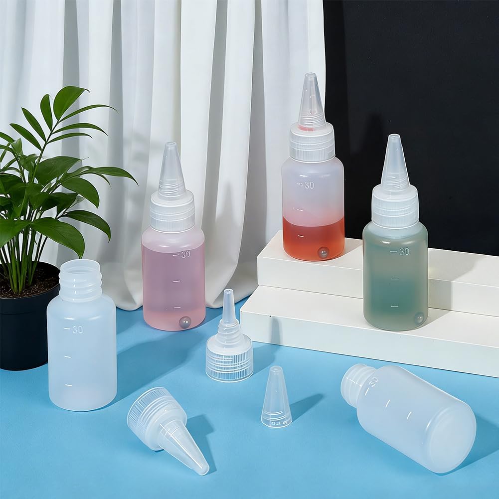 OLYCRAFT 20Pcs Airbrush Paint Bottles 30ml White Airbrush Bottle Empty Paint Bottle with Scale Plastic Pigment Container Empty Squeeze Bottles with Ball for Arts Crafts Storing Mixing and Dispensing