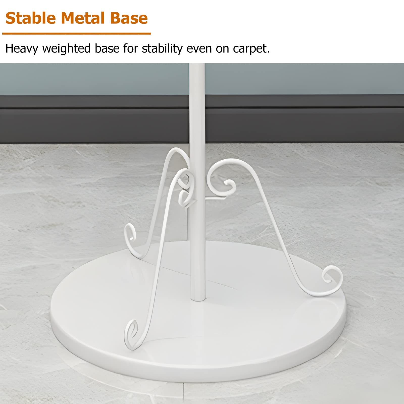 Percha para bufanda para hombre, altura ajustable, giratoria, ahorro de espacio, color blanco, diámetro 70 cm