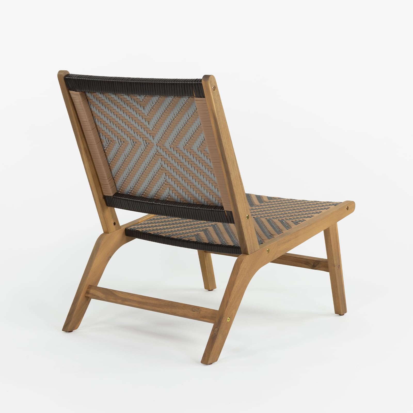 Vaukura Sillón de Madera de Acacia y Mimbre Sintético Idalia Color Negro