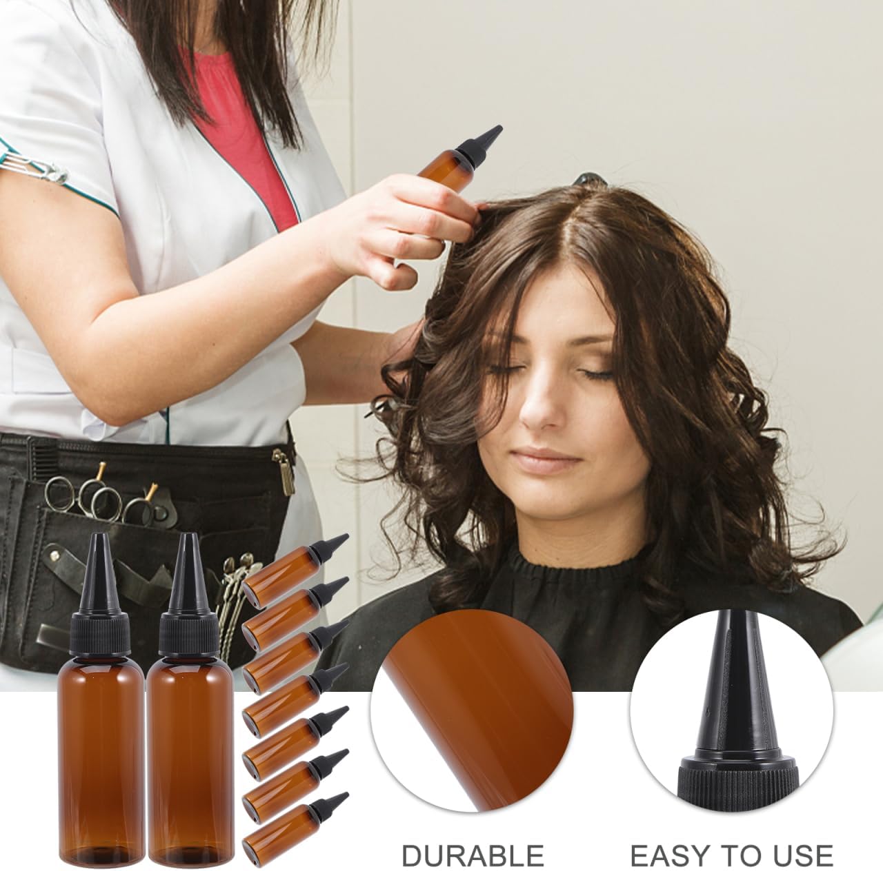 Hair Dispenser Bottle 4.72In Refillable Applicator Squeeze Bottle with Nozzle for Precise Hair Dye Application and Styling