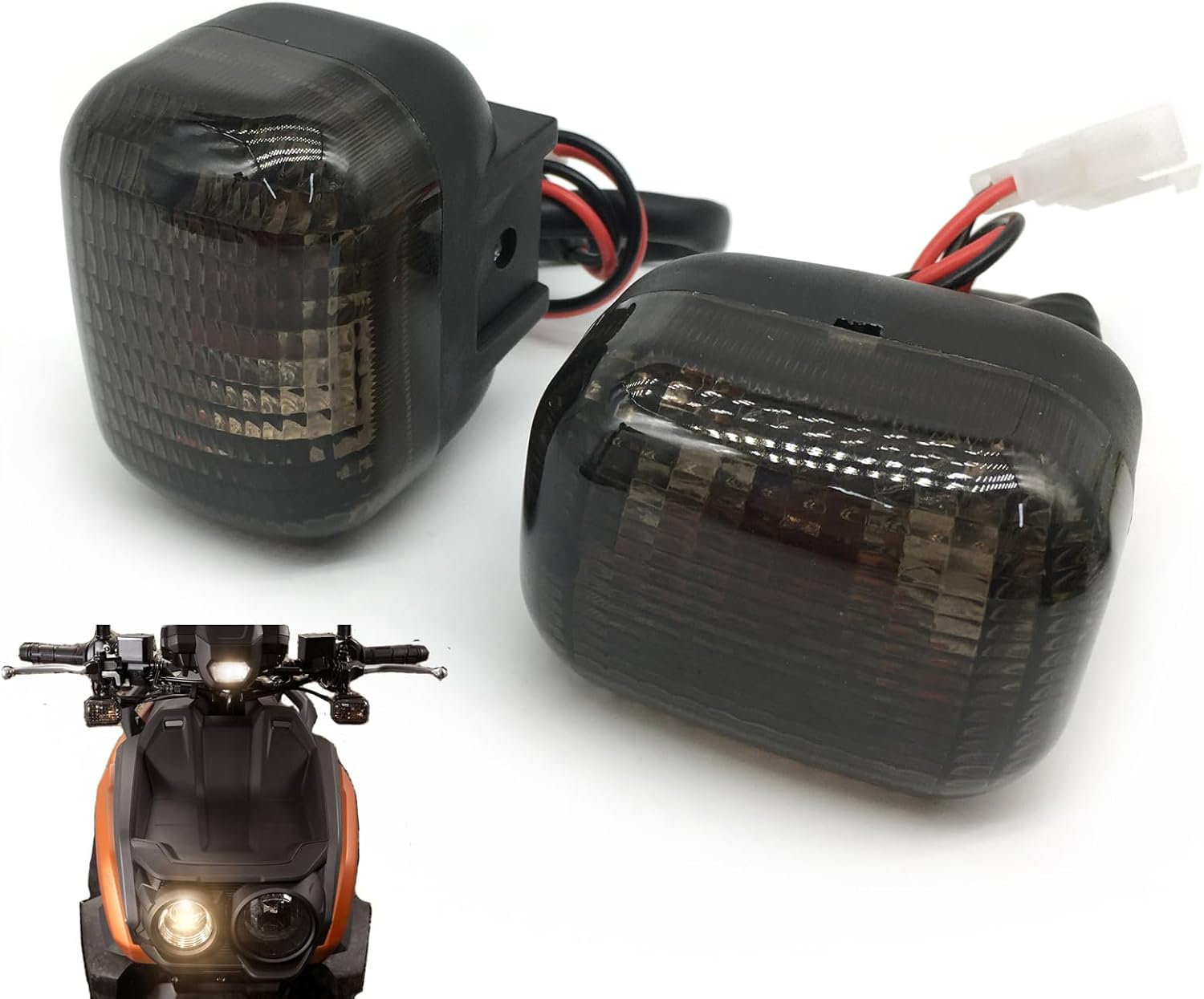 2Pcs Motorcycle Front turn signals Winker Indicators light Compatible With Yamaha BWS 50 100 125 ZUMA/50F/50 FX ZUMA 125 (Smoke)
