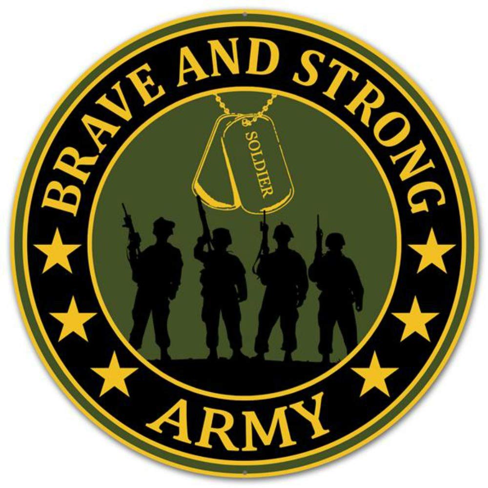 Craig Bachman12" Round Military Sign: Army Metal Wreath Accent Sign MD0446