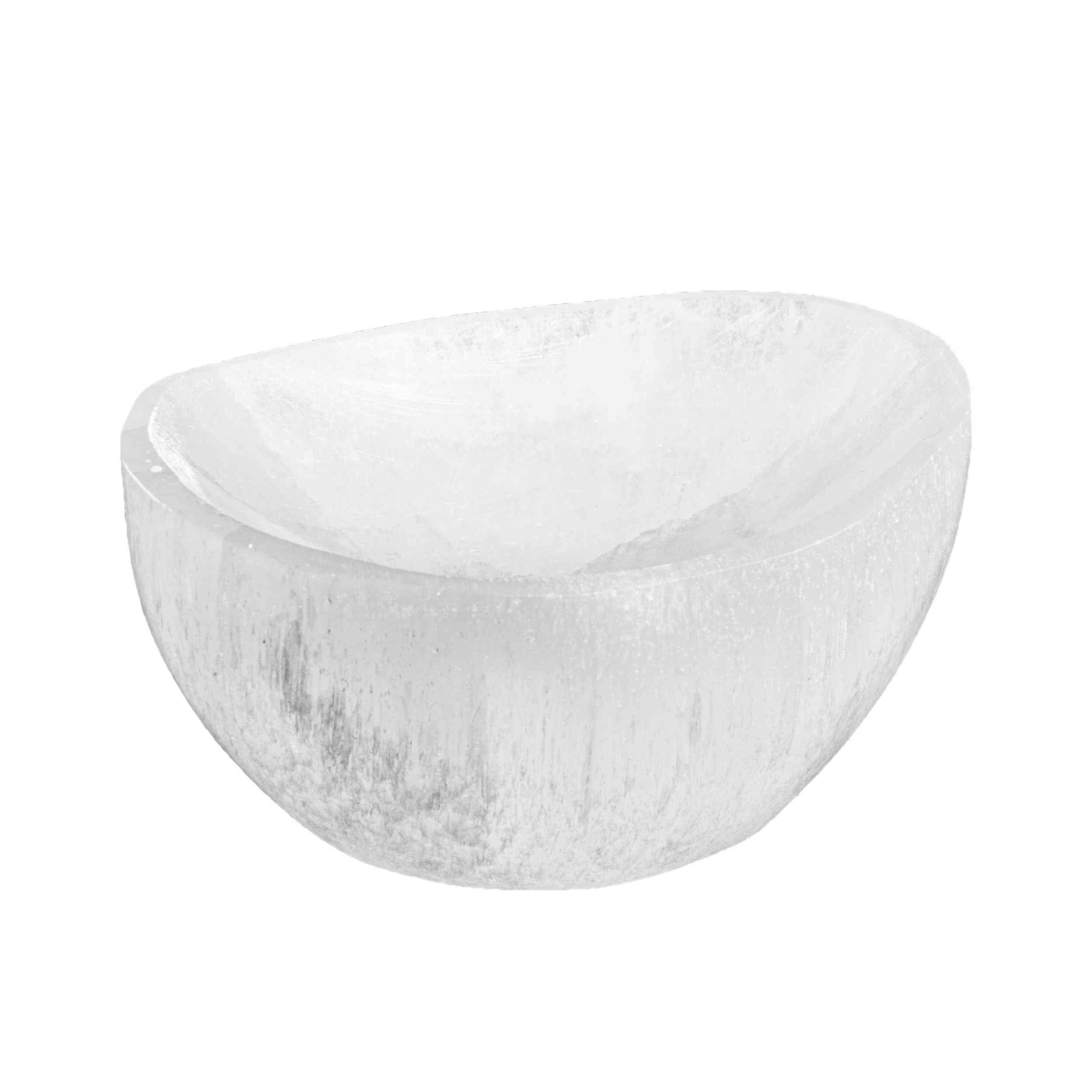 Bol en sélénite demi-sphère 6,5 x 3,5 cm – Bol énergétique pour pierres précieuses, Reiki, méditation
