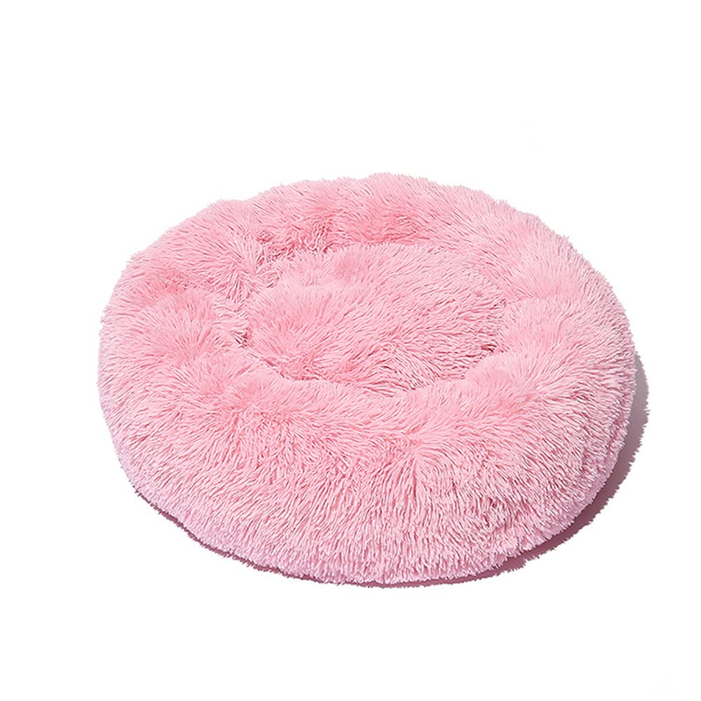 Lukery Dog Cat Donut Bed, Fluffy Plush Puppy Kitten Cuddler Round Bed, Warm and Soft Pet Cosy Anti Anxiety Beds for Small/Medium/Large Dogs (70CM,Light pink) โ image 1