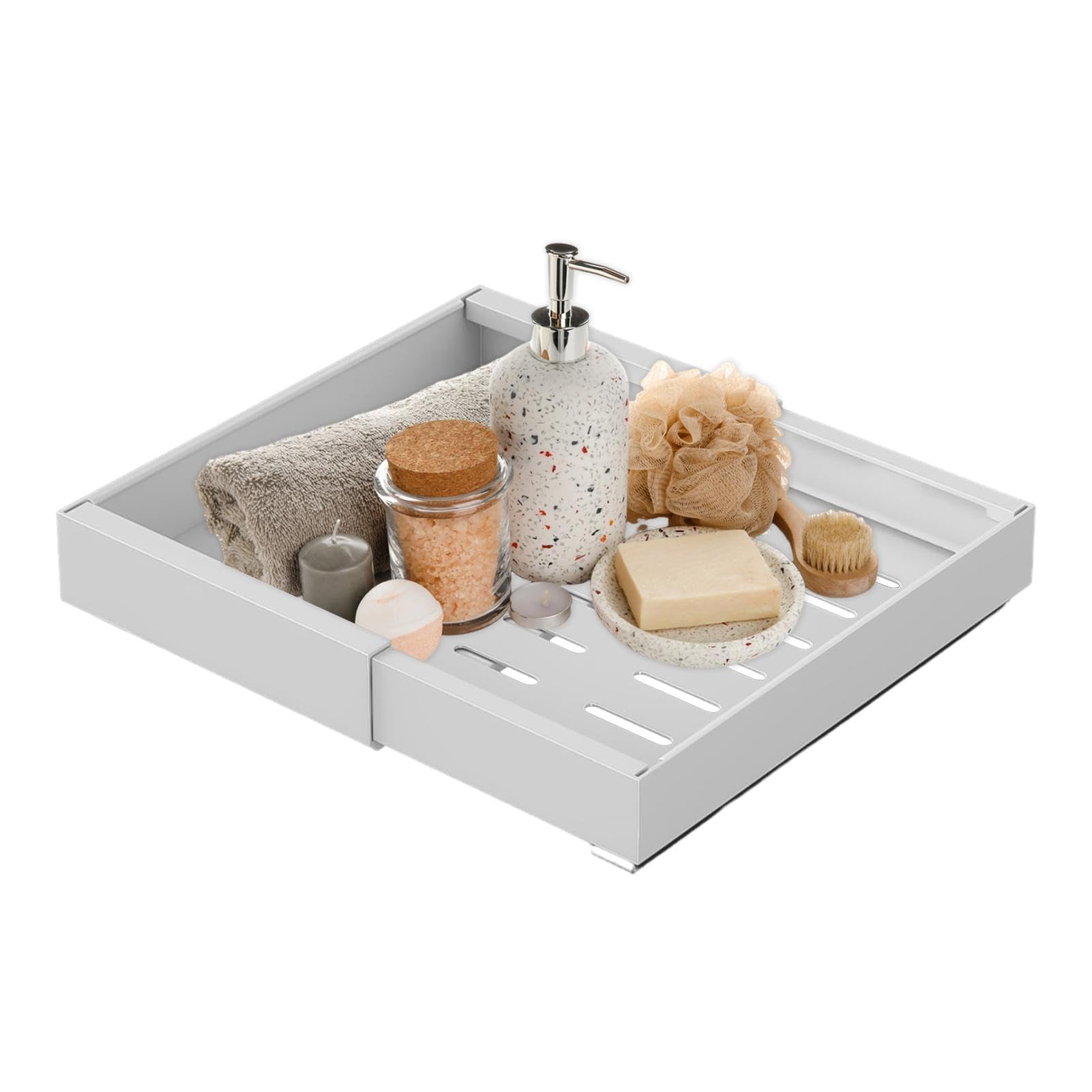 Cajones Extraíbles De Cocina,Organizador De Gabinete De Baño | Cajón De Rejilla De Metal Expandible Sin Taladro - Almacenamiento En Estante De Gabinete De Acero Al Carbono Sin Perforaciones, Organizad