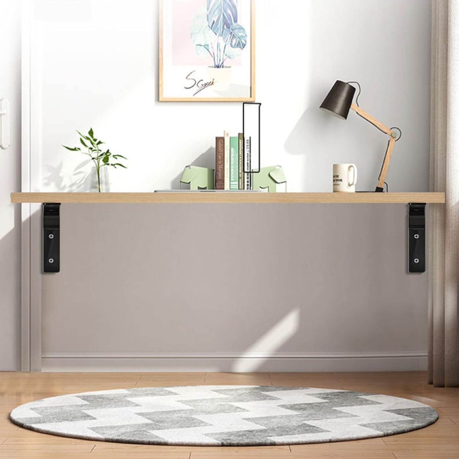 Sturdy Shelf Bracket, Shelf Support Bracket, Floating Shelf 90 Degree Bracket, Heavy Duty "L" Gusset Joint Angle Bracket Shelf Bracket Screws For Wall Mount ( Color : Black , Size : 6*8*1.2in/15*20*3.