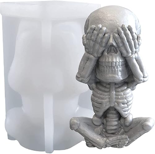 Molde de vela de calavera 3D en columna de resina de silicona para aromaterapia, fundición de resina, fabricación de cera de jabón casero, arcilla disponible en Yaxa El Salvador