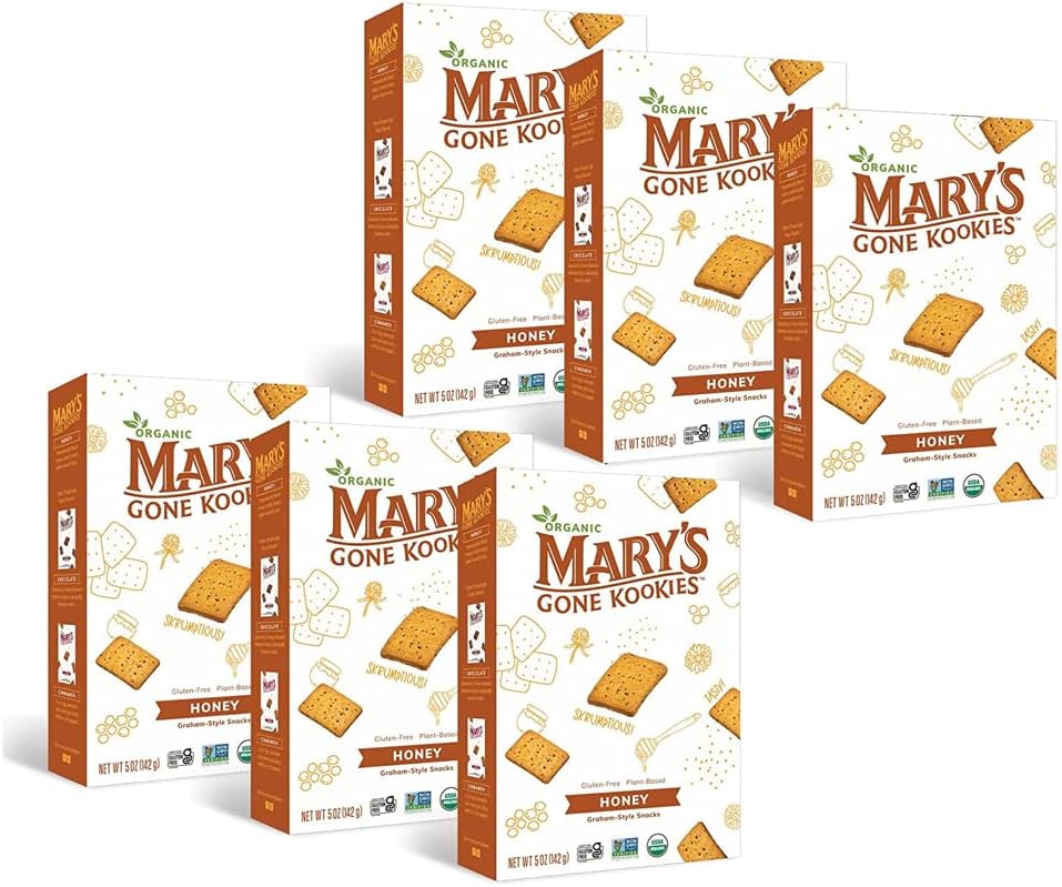 Mary's Gone Kookies Graham-Style Snacks, Organic, Gluten Free, Vegan, Honey, 5 Ounce (Pack of 6)USDA Organic