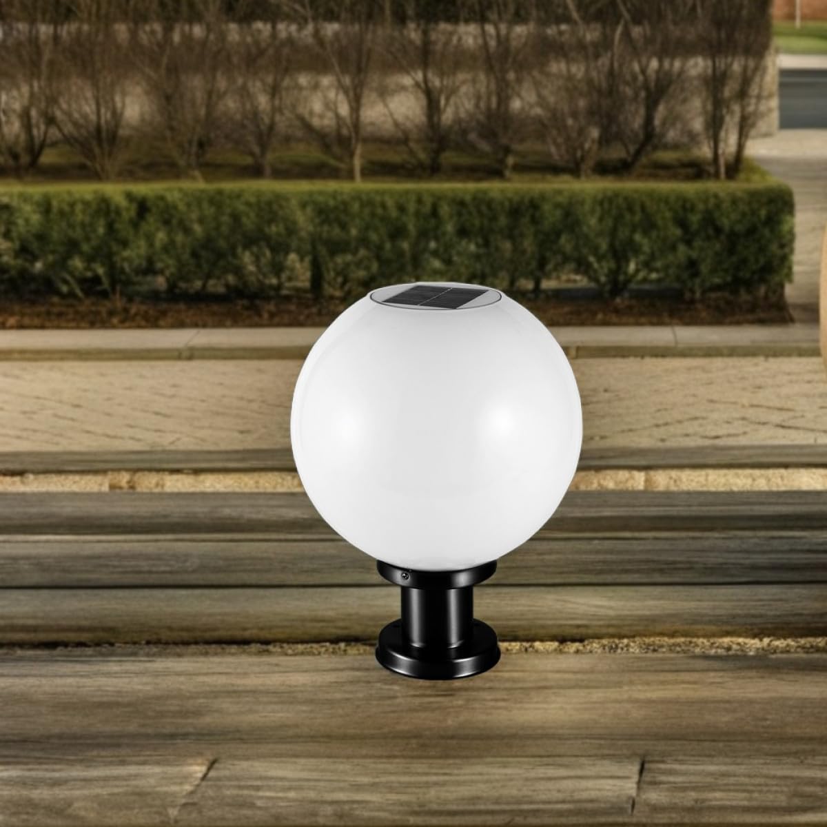 Alasum Lampada Sfera Solare da Giardino con Base in Acciaio Inox, 20cm