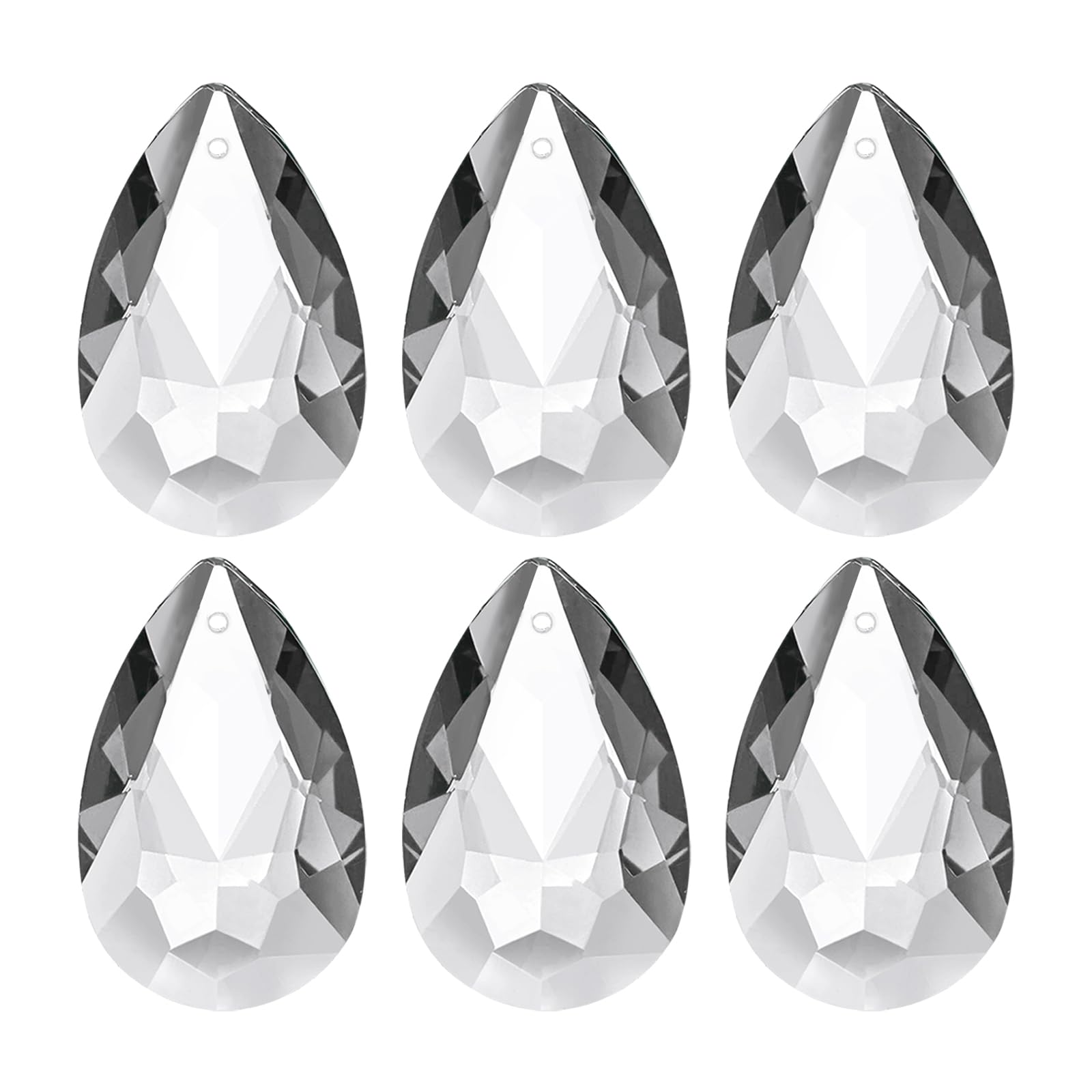 PATIKIL 6 Pezzi Pendenti In Cristallo, 38mm, Forma a Goccia, Trasparente, Acchiappasole in cristallo, Pendenti per Lampadario Decorazione, Finestra, Giardino, Casa