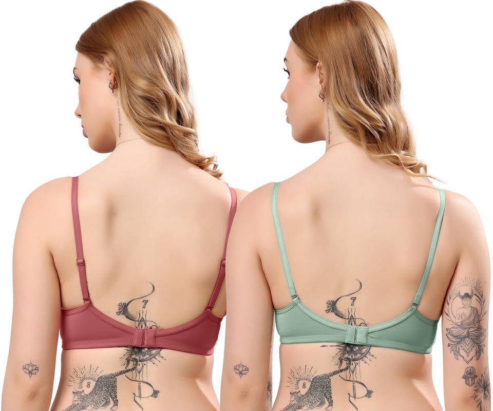 Image of London Hills Regular Bra for Women Everyday Non Padded Wire Free Mid Coverage Cotton Blend