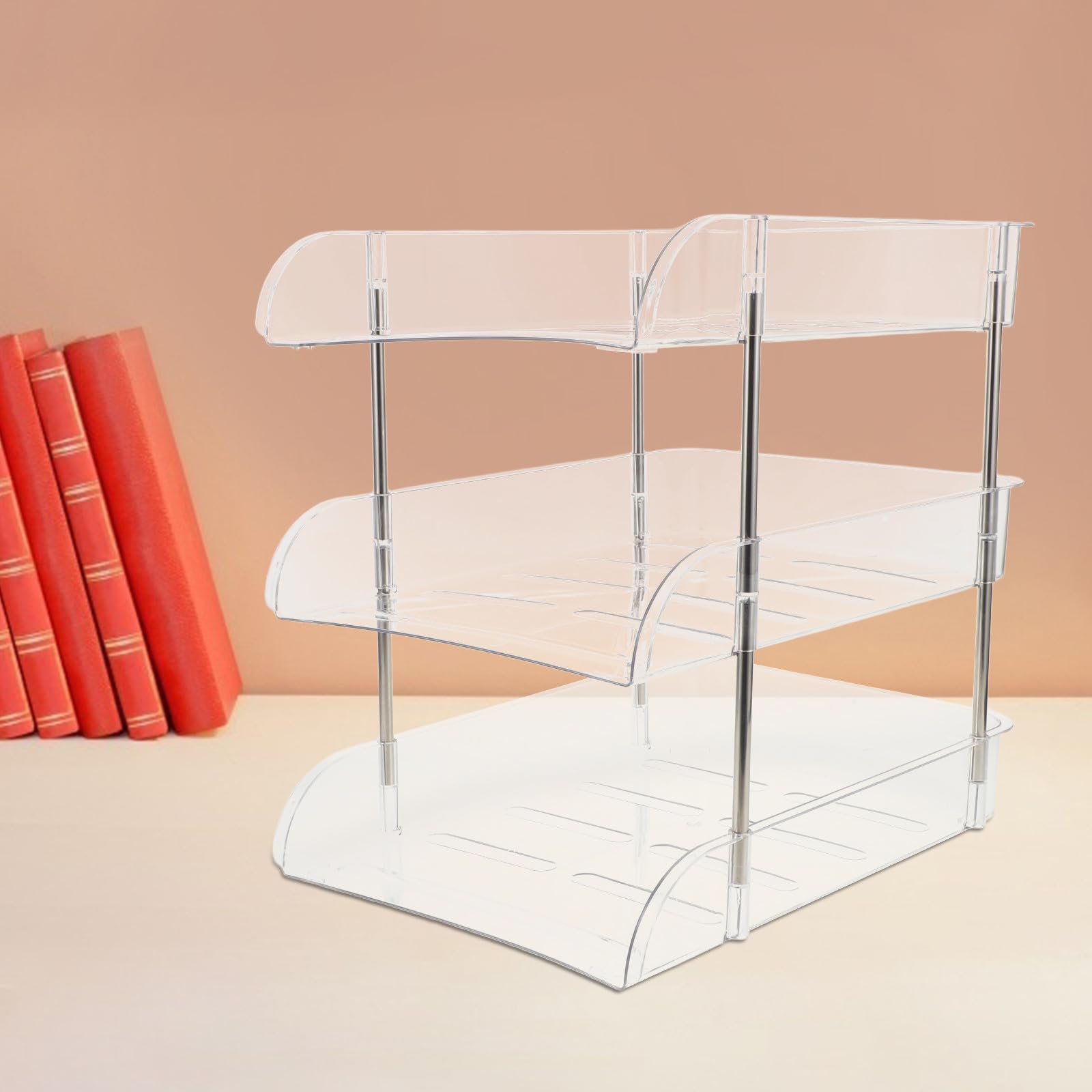 Organizer per Scrivania da Ufficio in Plastica Struttura Robusta a 3 Livelli, Multi-strato Portatile per Documenti e Posta, per Aree di Studio e Lavoro