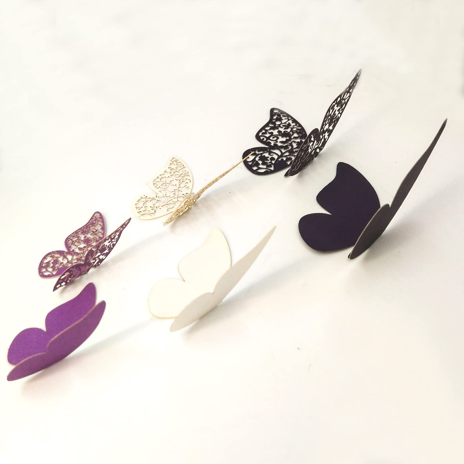 Xtore 120 Pcs Stunning 3D Purple and White Butterfly Wall Decor -(Purple & White) 1