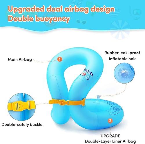 Miniatura 2 de shuoguoleilei Chaleco de natación para niños de 30 a 90 libras flotadores inflables de natación chaleco de natación con hebilla de seguridad