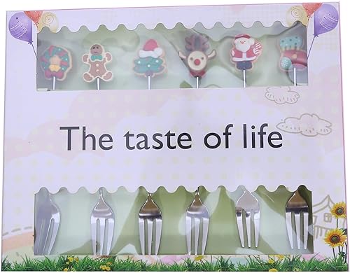 Juego de tenedores de postre de Navidad lindos tenedores para mezclar de acero inoxidable, decoración de vajilla para fiesta de Navidad (plata,
