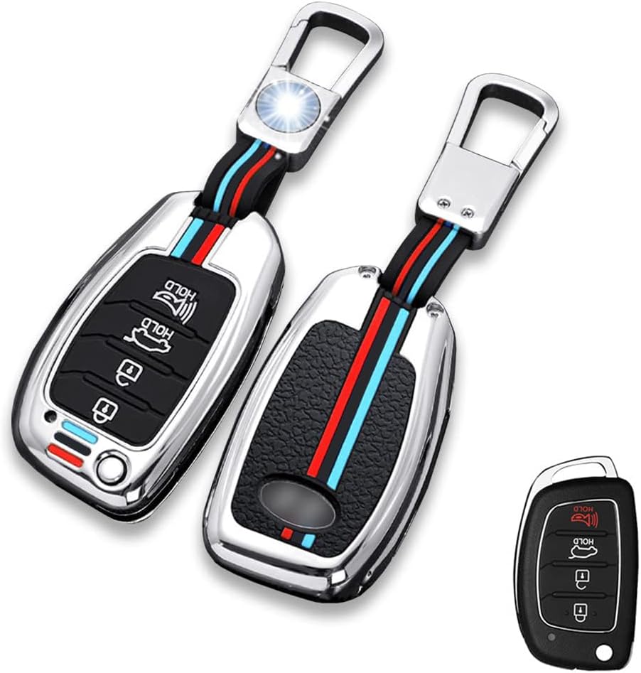 Zinc Alloy Car Key Fob Case Cover Holder Shell Fit for Hyundai Santa Fe Sonata Tucson Santa Fe Sport 2013-2019