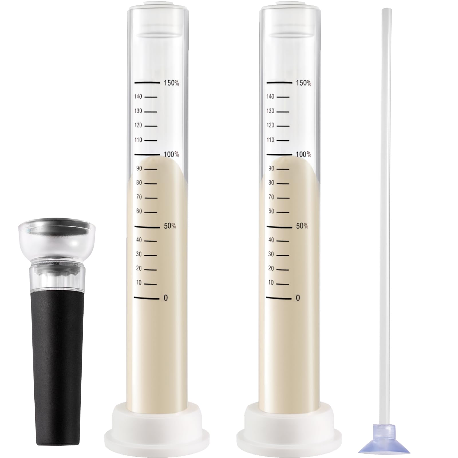 Aliquot Method Jar Sauerteig Fermentation Tracker - 2 Pack Objektive Messung des Teigaufgangs, Geschenk für Bäcker, Brot-Proofing​, Anfänger mit Füllpumpe, Entladeapplikator, Silikonbasis, Deckel