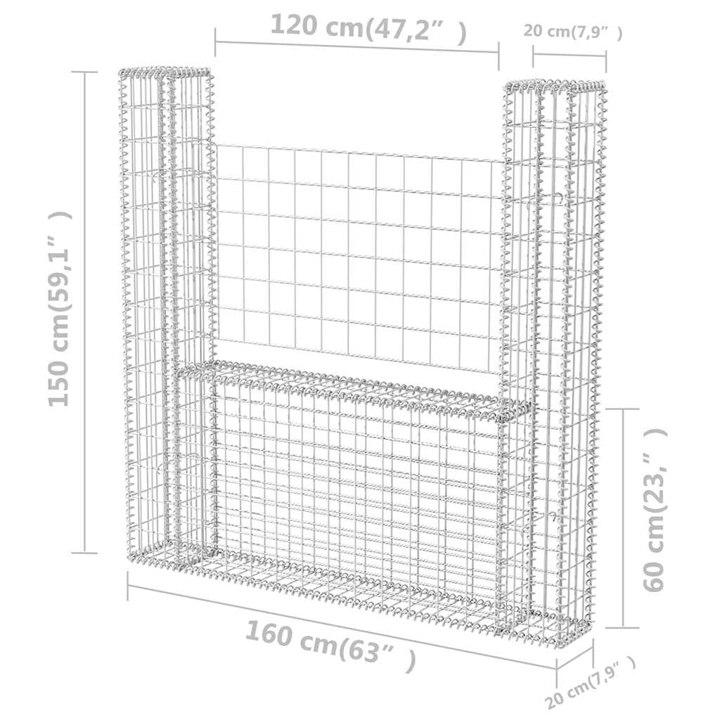 homiuse 160x20x150 CM Cloture Jardin Exterieur Mur en Gabion JardinièRe Clã´Tures Dã©Coratives Claustra Exterieur Decoration Jardin Pratique Et Beau pour Les Zones RéSidentielles Et Commerciales