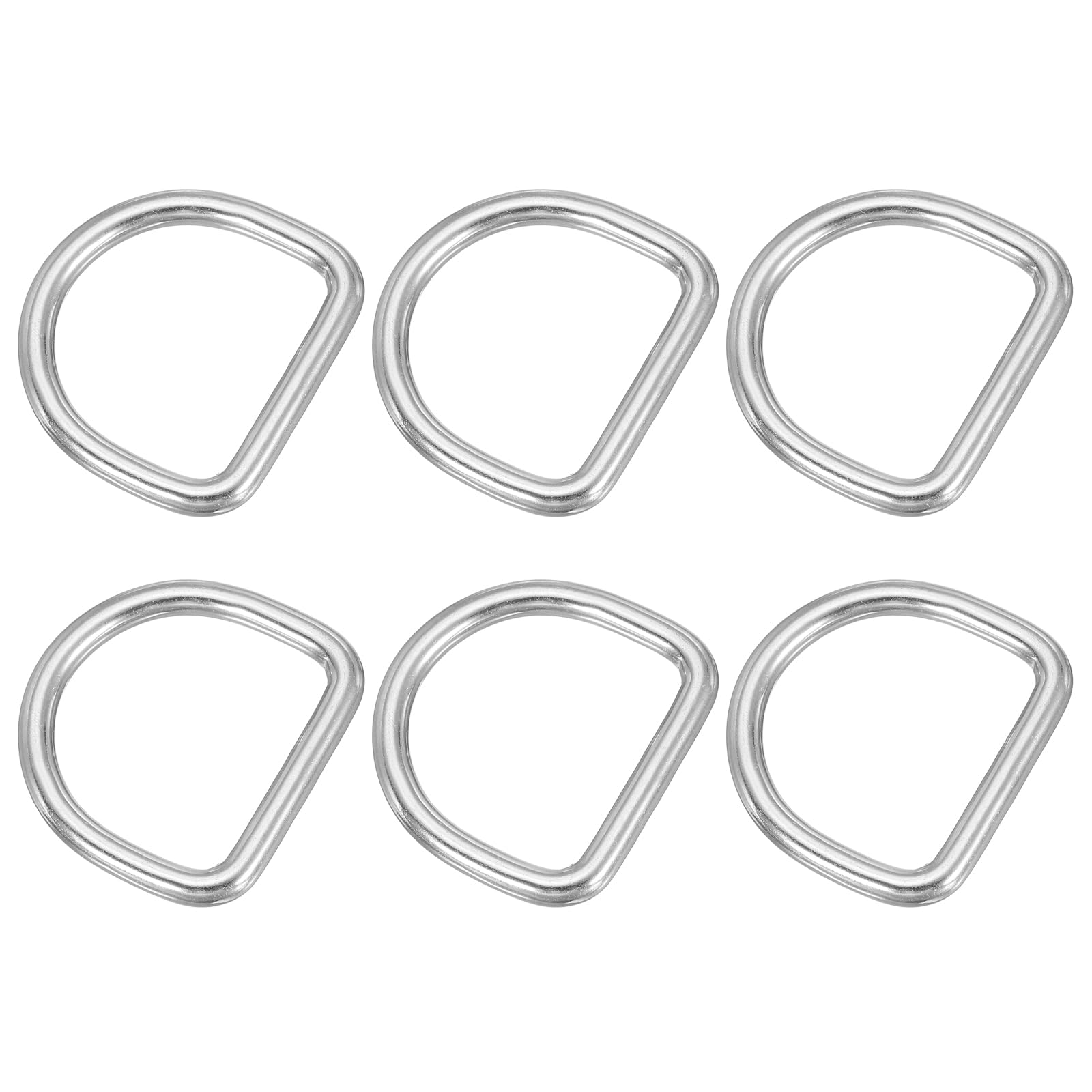 PATIKIL 1.5" Anelli A D In Metallo, 6 Pz 304 Acciaio Inossidabile Anelli A D Saldati Accessori Fai Da Te Per Cinture Cuciture Collari Per Cani Cinghie A Tessitura, 6x40mm