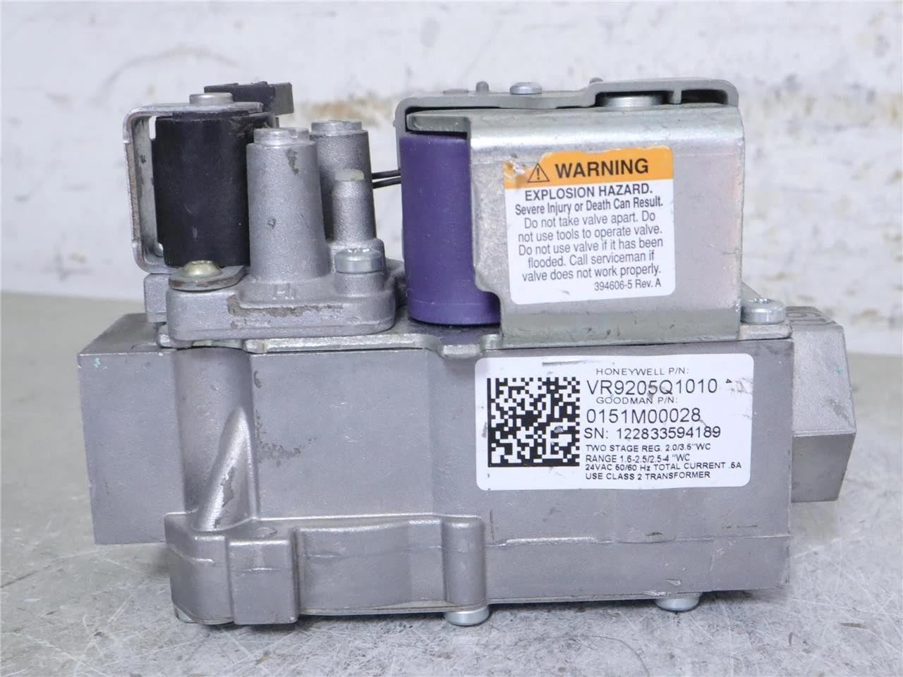 OEM Furnace Two Stage Gas Valve VR9205Q1010 for Honeywell 24V Replaces 0151M00028 with 1 Year Warranty