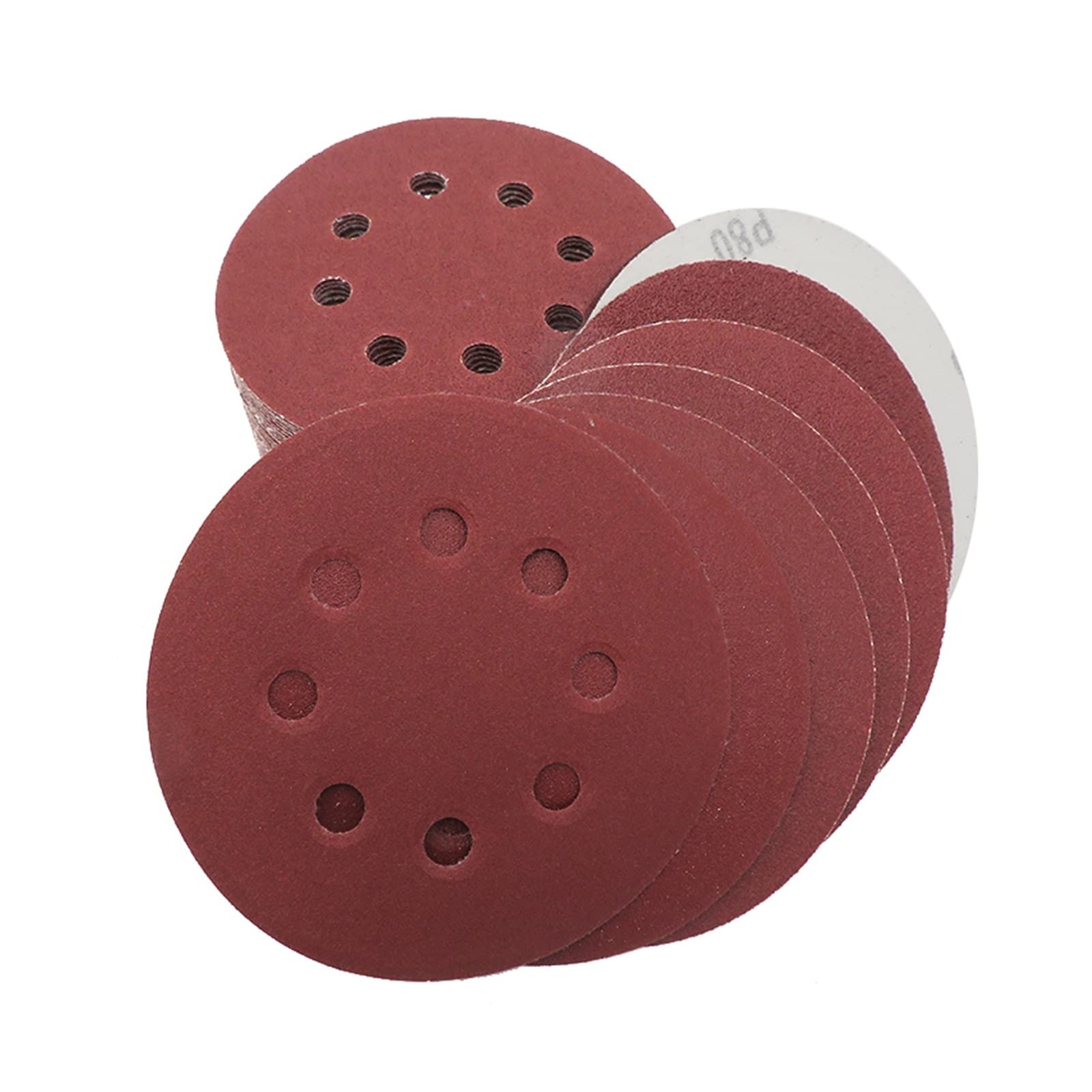 WILLWA 50 Dischi abrasivi in ​​Carta vetrata Rossa da 5 Pollici, 125 mm, 8 Fori, da 60 a 2000 grane (Size : Assortment)