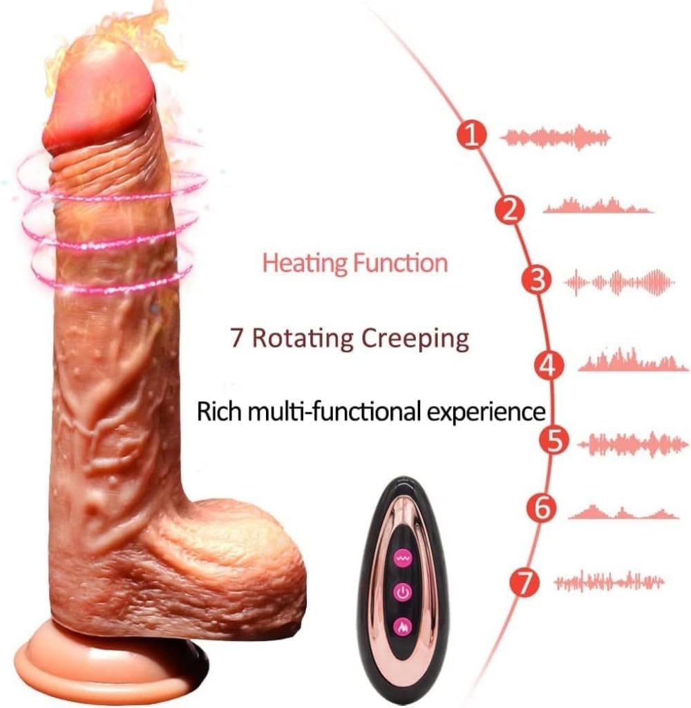 Vibratore in silicone, con diverse modalità e funzione di controllo remoto, dotato di funzioni di rotazione, riscaldamento e massaggio