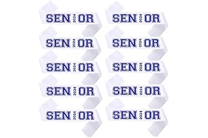 Senior Sash 2024, White Sashes 10 Pack with Blue Glitter Letters