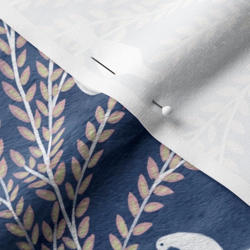 Spoonflower Fabric - Doves Night Flying Branches Birds White Printed on Minky Fabric by The Yard - Sewing Baby Blankets Quilt Backing Plush