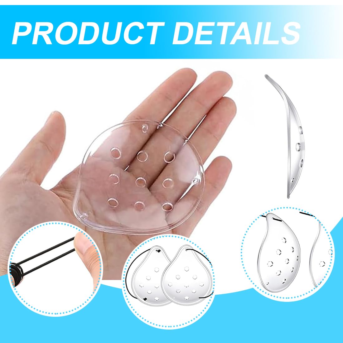 4 Pezzi Benda per occhio Maschera occhi Maschera per gli occhi traspirante maschera per gli occhi in plastica trasparente