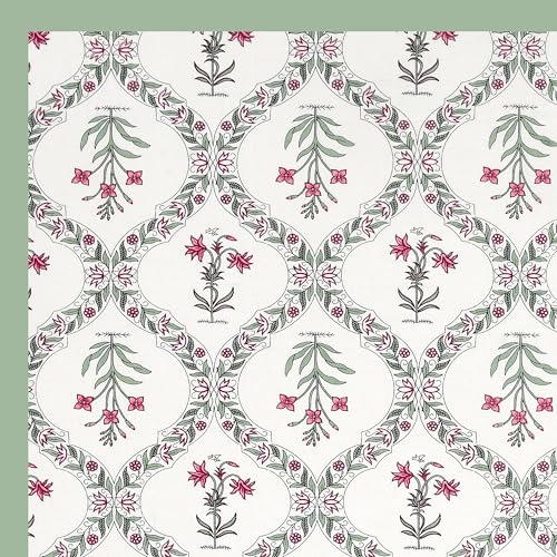 Image of BLOCKS OF INDIA 200TC Diwan Set Cotton 8 Piece | Deewan Printed Bedsheet Sets for Living Room Hall (Set of 8 Piece, 1-Bed Sheet | 2-Bolster Cover | 5-Cushion Cover (Green BEL)