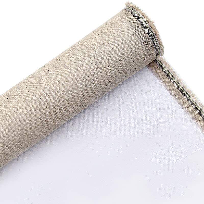 Leinwand Stoff,Leinwand Auf Rolle Grundierte leere Leinwandschicht aus Leinenmischung for Ölgemälde, Acrylgemälde, 5 m, eine Rolle, 28/48 cm Breite(48cm width)