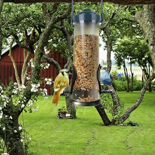Mangeoire à oiseaux suspendue 4 pièces avec toit résistant aux intempéries pour jardin - 8